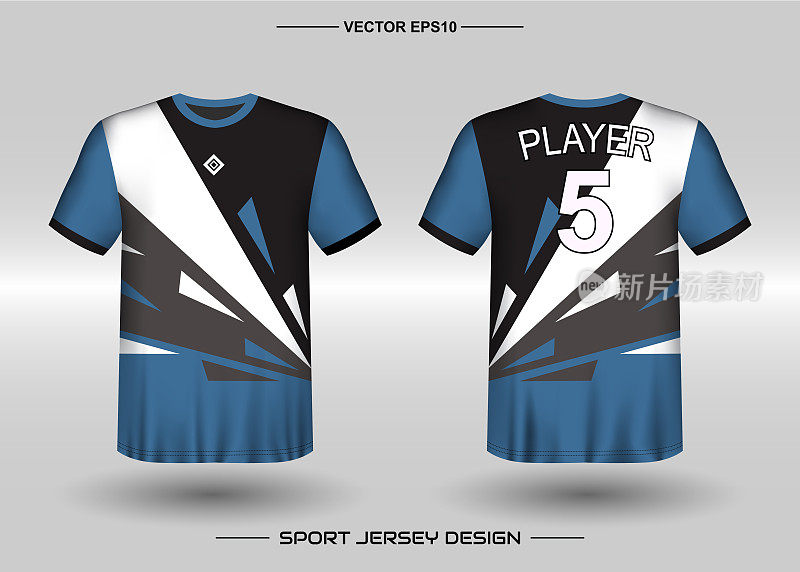 T-shirt sport vector design template, Soccer jersey mockup for football club. uniform front and back view. Clothing Men adult.
